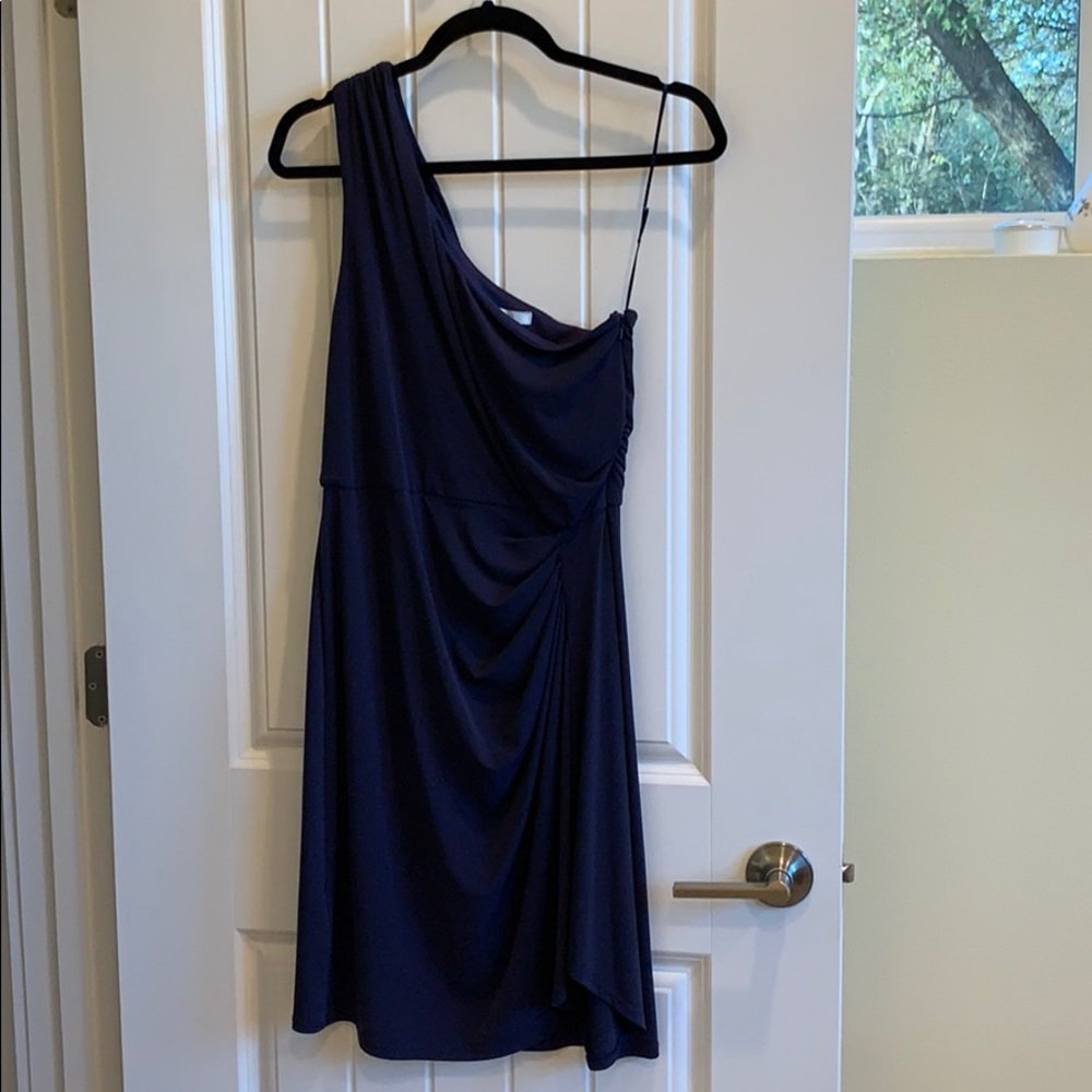 Max and Cleo purple one shoulder dress